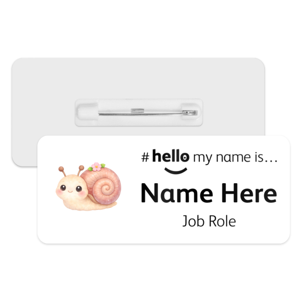 #hello my name is... Name Badge - Watercolour Springtime Snail