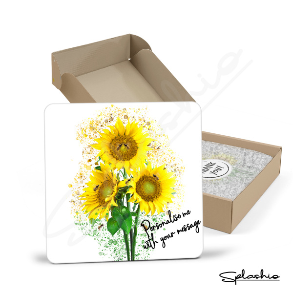 Personalised Splatter Art Coaster - Sunflowers & Bees