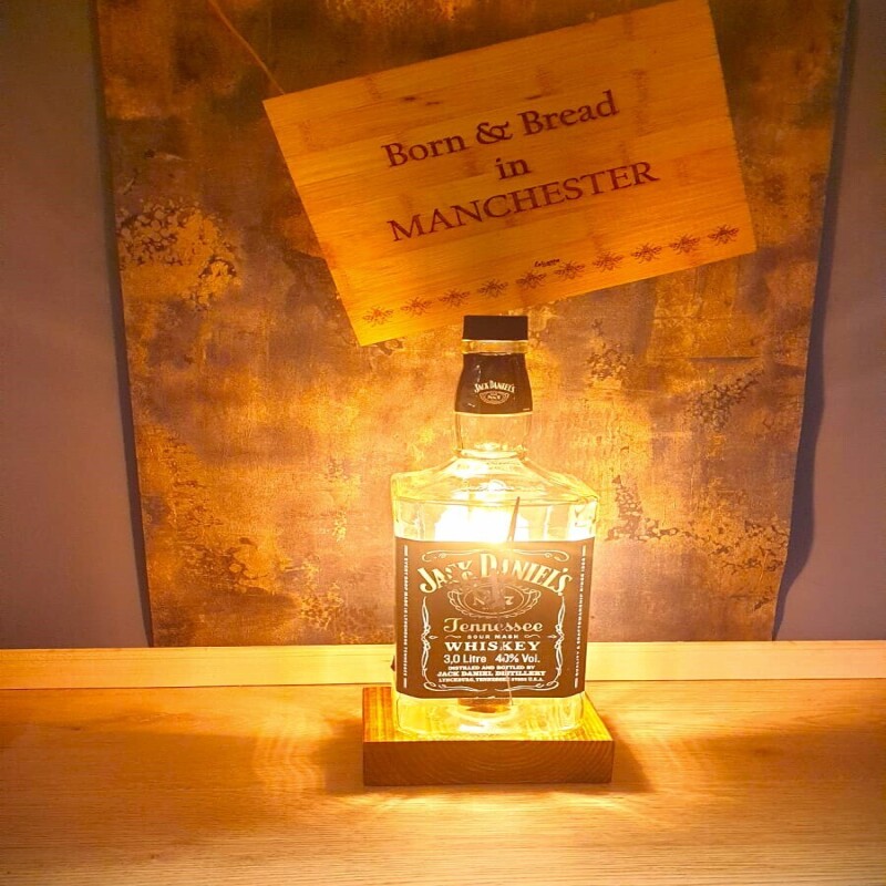 The 3-liter JD Original Clock-Lamp with a block base -Man/She Cave - Fathers/Mothers Day Present