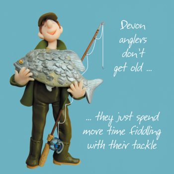 Holy Mackerel Devon anglers birthday greetings card, designed by Erica Sturla Card is 150mm square and blank inside.