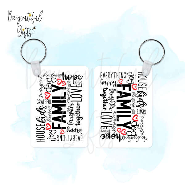 New Home Key Ring - Family Word Art