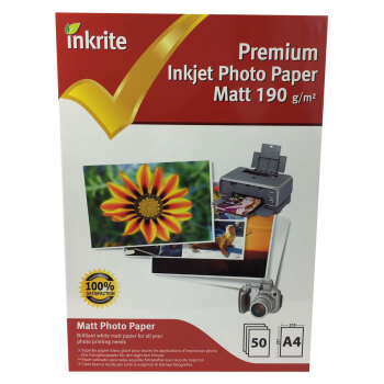 Inkrite A4 190gsm Single Sided Matte (Matt) Inkjet Photo Paper