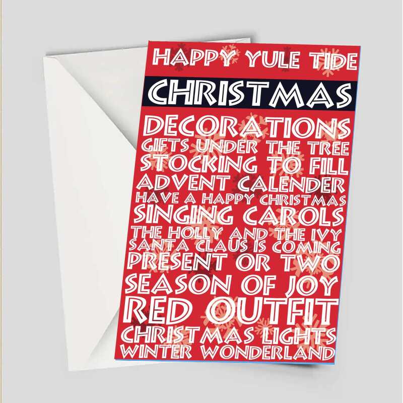 Christmas Words 6 x 4" Greeting Card Sent Direct to Friend or Relative