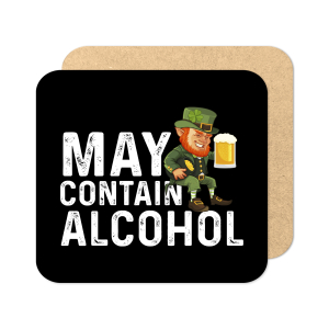 St. Patrick's Day Coaster - May Contain Alcohol Cartoon Leprechaun