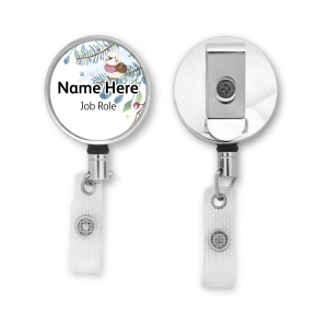 Personalised Metal ID Reel - Watercolour Christmas Robin