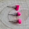 Fluorescent Pink Clay Stud Earrings: Hypoallergenic Micro Studs - Heart - none