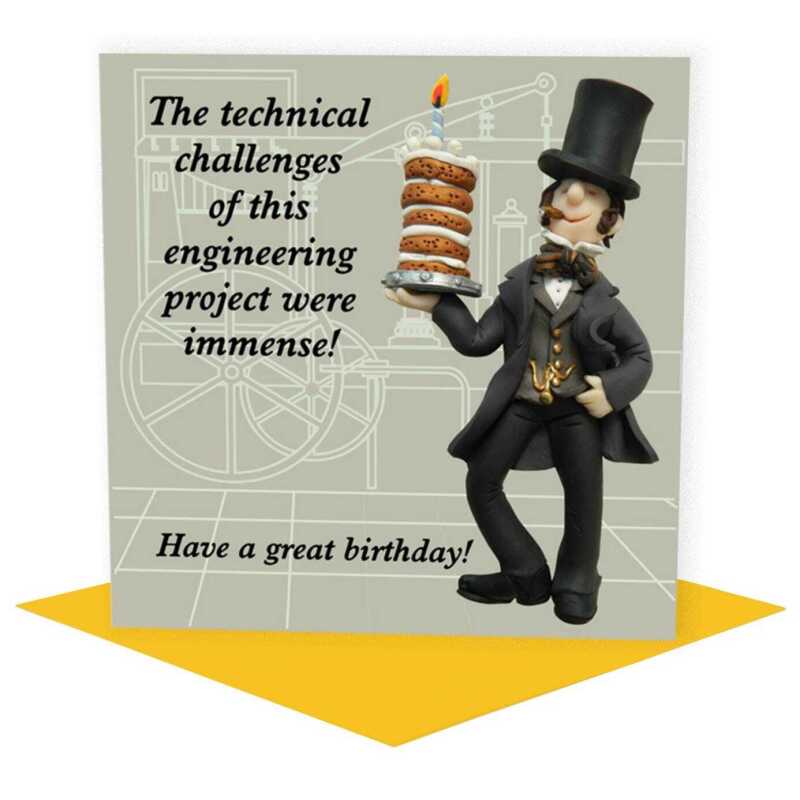 Funny historical birthday card featuring Isambard Kingdom Brunel - designed by Erica Sturla - 15cm square and blank inside, made in the UK