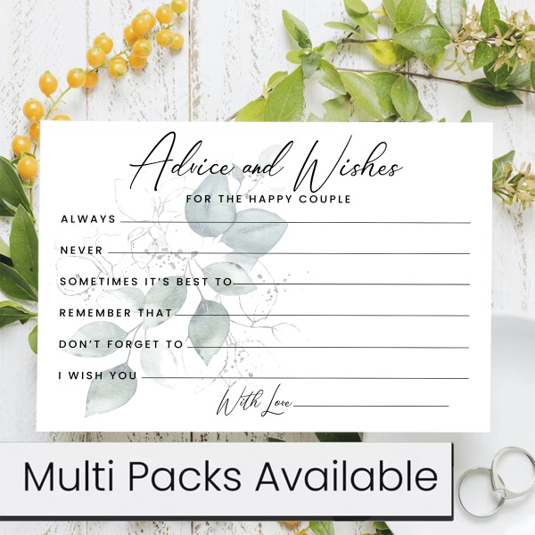 Eucalyptus Wedding Advice Cards - For The Happy Couple - Pack of 10