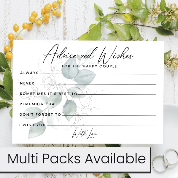 Eucalyptus Wedding Advice Cards - For The Happy Couple - Pack of 10