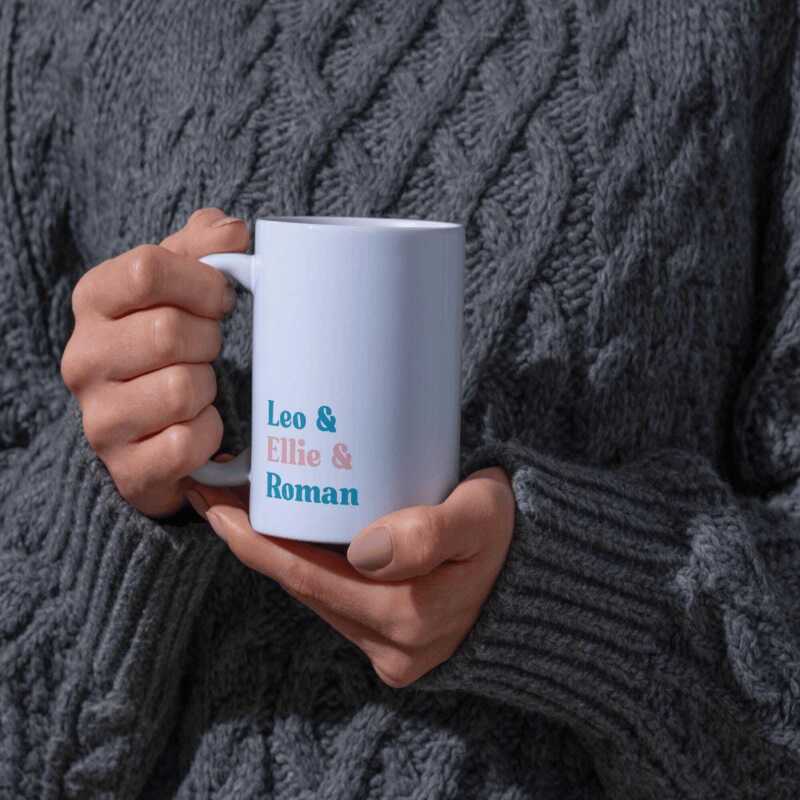 Personalised Mug for Mum, Dad, Grandma, Nanny, Grandad - Names of Children or Grandchildren - Customised Gift for Parents or Grandparents