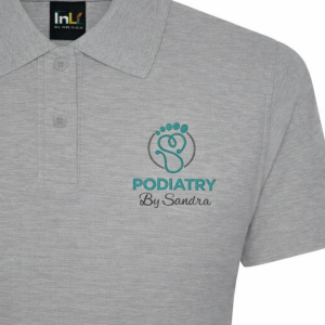 Podiatry by Sandra - Personalised Uniform - Embroidered Grey Polo Shirt