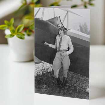 Chocks away - vintage black and white themed card - 12.6 x 17.7cm and blank inside - made in the UK