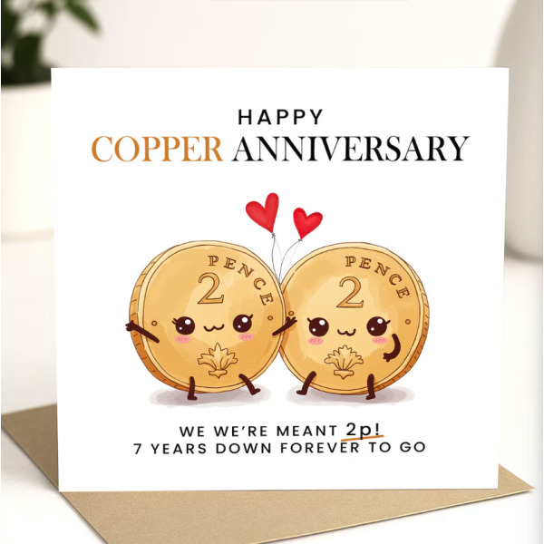 7 Year Anniversary Card | Copper Anniversary Card - We Were Meant 2p - Standard Smooth Card