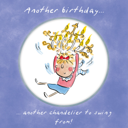 Holy Mackerel Chandelier, a Rosie Brooks birthday card, 15cm square, printed in the UK and blank inside