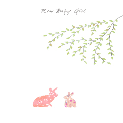 Holy Mackerel bunnies baby girl card - designed by Eloise Hall - 15.7 x 11cm - blank inside
