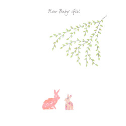 Holy Mackerel bunnies baby girl card - designed by Eloise Hall - 15.7 x 11cm - blank inside