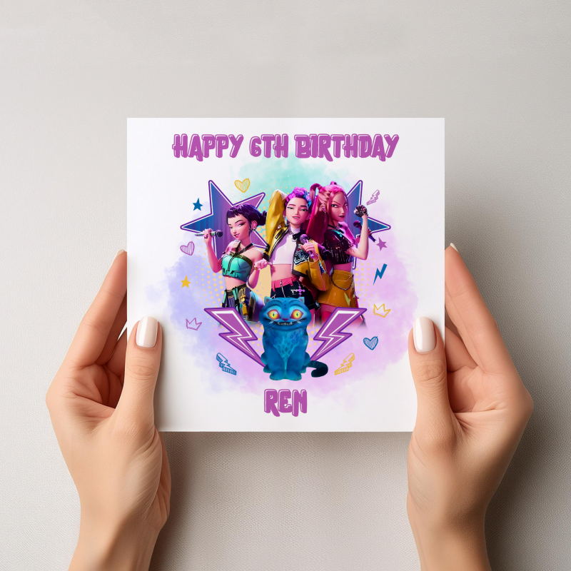 Kpop Demon Hunters Personalised Birthday Card
