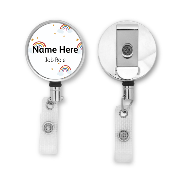 Personalised Metal ID Reel - Rainbows and Stars