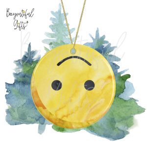 Watercolour Emoji Ceramic Christmas Tree Decoration - Upside Down