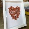 7th Anniversary Gift, Copper Heart Shadow Box, Personalised Copper Flowers, 7 Year Anniversary Frame, Custom Wedding Anniversary Gift - White