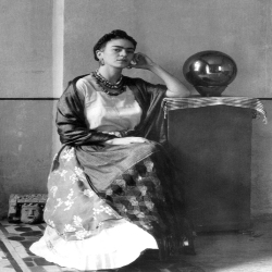 Holy Mackerel Frida Kahlo retro black and white photographic card featuring a vintage image of the artist - 12.6 x 17.7cm and blank inside