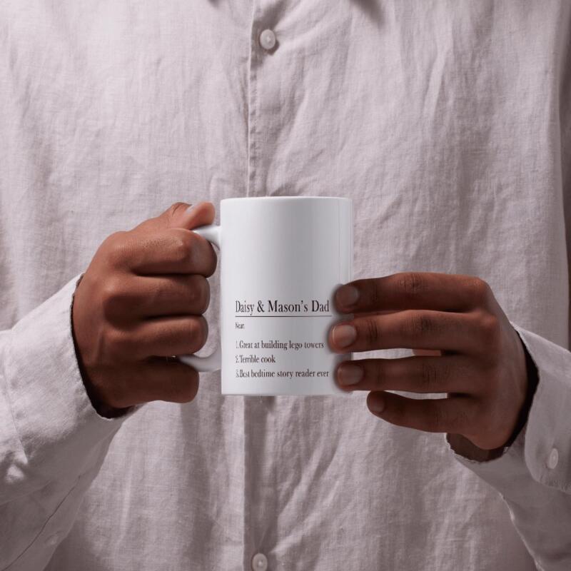 Dad Personalised Mug Gift For Him - Cute Customised Birthday, Father's Day, or Christmas Present for Daddy