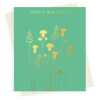 Happy birthday card with a pretty gold foil thistles and grass  print - designed by artist Eloise Hall - 15.7 x 11cm and blank inside