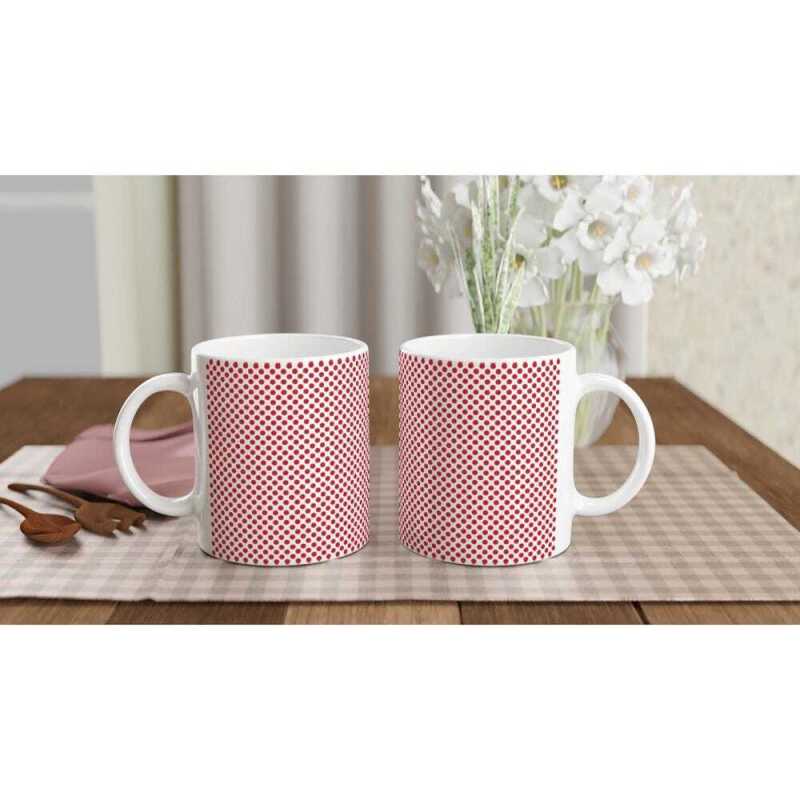 Multi Red Dot Pattern Mug - Ceramic White