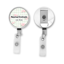 Personalised Metal ID Reel - Pastel Floral Gingham