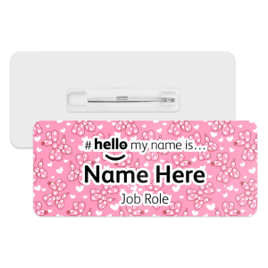 #hello my name is... Name Badge - Pink Daisy Balloon Dog