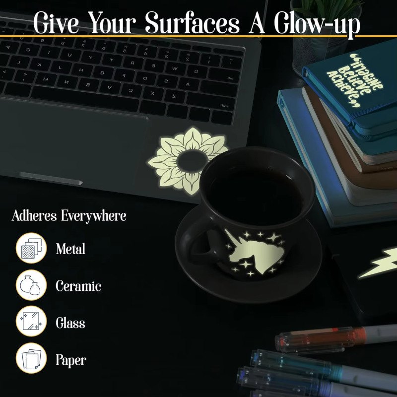 Hands Professional 2 Sheets A4 Size Glow in The Dark Printable Vinyl Sticker Paper for Inkjet printers