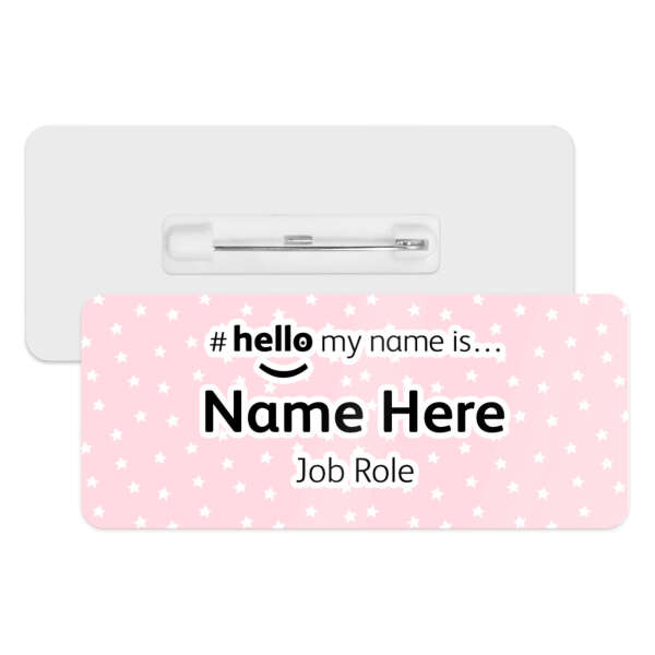 #hello my name is... Name Badge - Stars on Pink Background