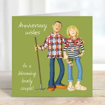 A blooming lovely couple anniversary card - designed by Erica Sturla - 15cm square and blank inside, made in the UK