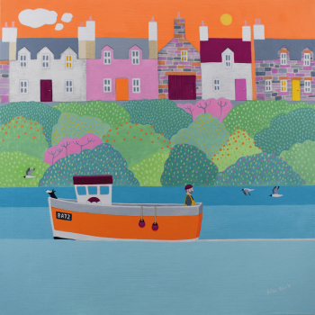 Holy Mackerel high hopes fishing themed art card for him or her - designed by artist Ailsa Black - 15cm square and blank inside for your message