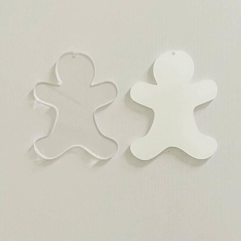 Acrylic Blank Gingerbread Person/Blank Crafts /Craft Embellishments / Craft Projects/ Christmas Decorations/ Sublimation Blanks - With Hole - Clear