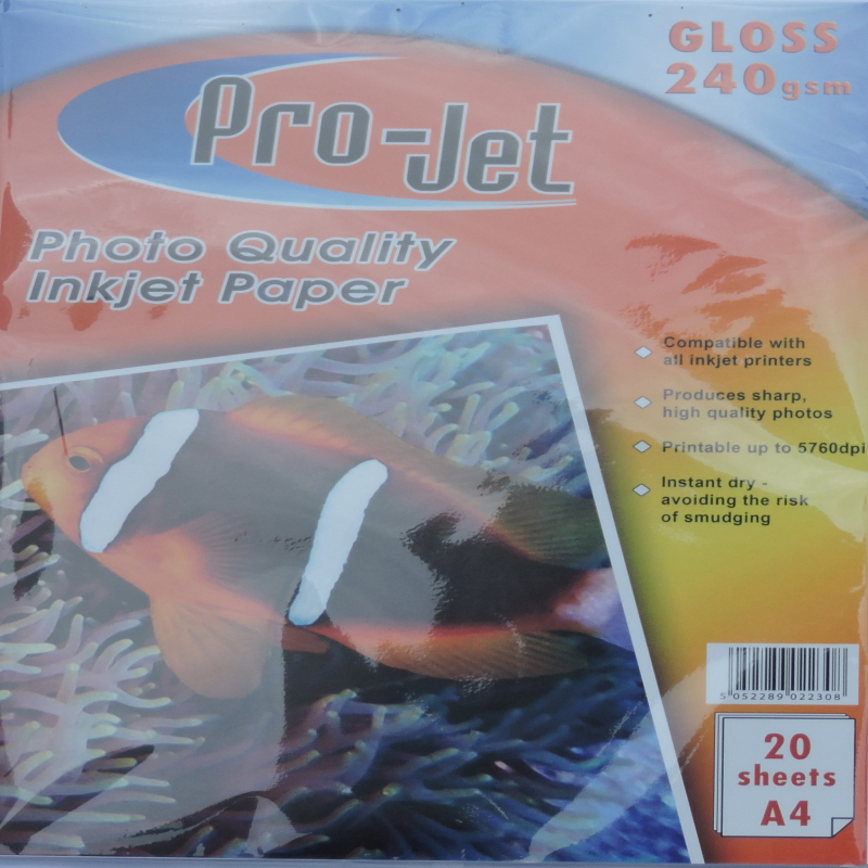 A4 Projet 240gsm Glossy Photo Paper -  20 Sheets