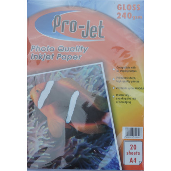 Pro-Jet Gloss 6x4 Inkjet Photo Paper 260gsm (20) Resin Coated