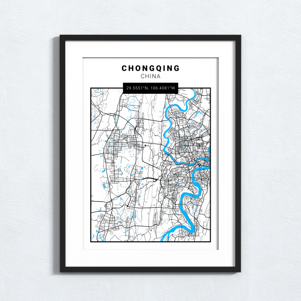 Chongqing - China - Map Print - A4