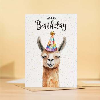 Birthday Card For Him or Her Of A Llama Illustration For Him or Her Birthday Gift