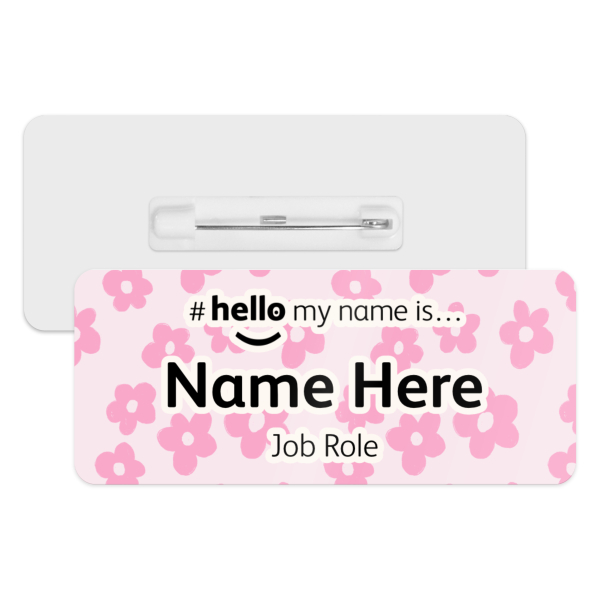 #hello my name is... Name Badge - Retro Pink Daisies