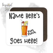 Personalised Cocktail Coaster - Hand Drawn Rum Punch