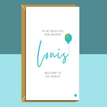 New Nephew Personalised Card - New Baby Customised Card - From Aunt or Uncle