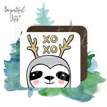 Christmas Coaster - XO Cartoon Winter Sloth