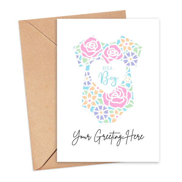 Personalised Custom Message Card - Papercut It's a Boy - Small (Approx. A6) - Standard Smooth Card