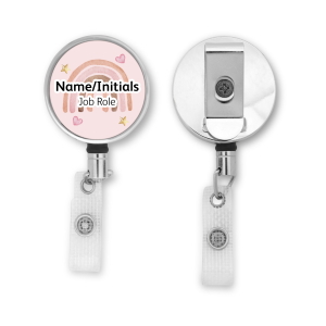 Personalised Metal ID Reel - Pink Pastel Rainbow