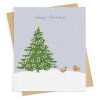 Robins and christmas tree card -  designed by Eloise Hall - 15.7 x 11cm and blank inside, made in the UK