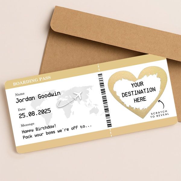 Personalised Scratch Reveal Boarding Pass | Scratch Reveal For Holiday Surprise