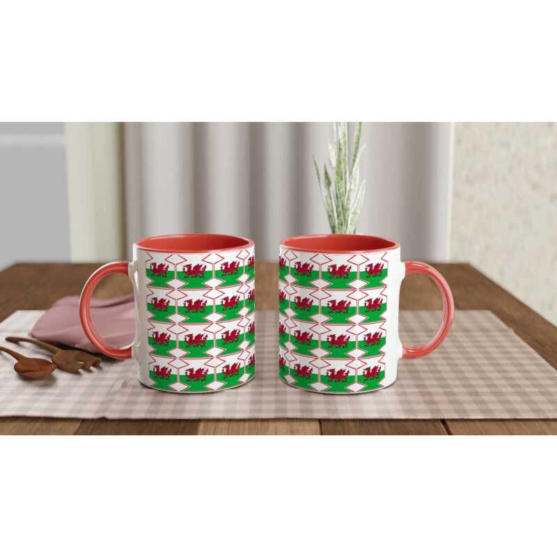 Welsh Dragon Pattern Mug - Ceramic White