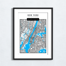 New York - United States - Map Print - A4