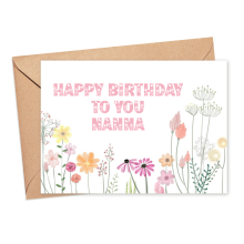 Personalised Birthday Card - Happy Birthday To You Floral Field - Small (Approx. A6 | 105mm x 148mm | 4.1in x 5.8in) - Standard Smooth Card